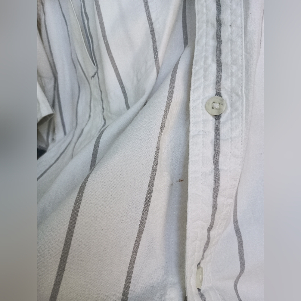 Vintage Bugle Boy White Striped 100% Cotton Button-Up Shirt_Med - Picture 5 of 9